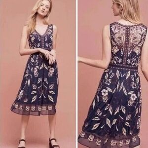 Anthropologie NWT Moulinette Soeurs Alicante Embroidered Midi Dress Size 10